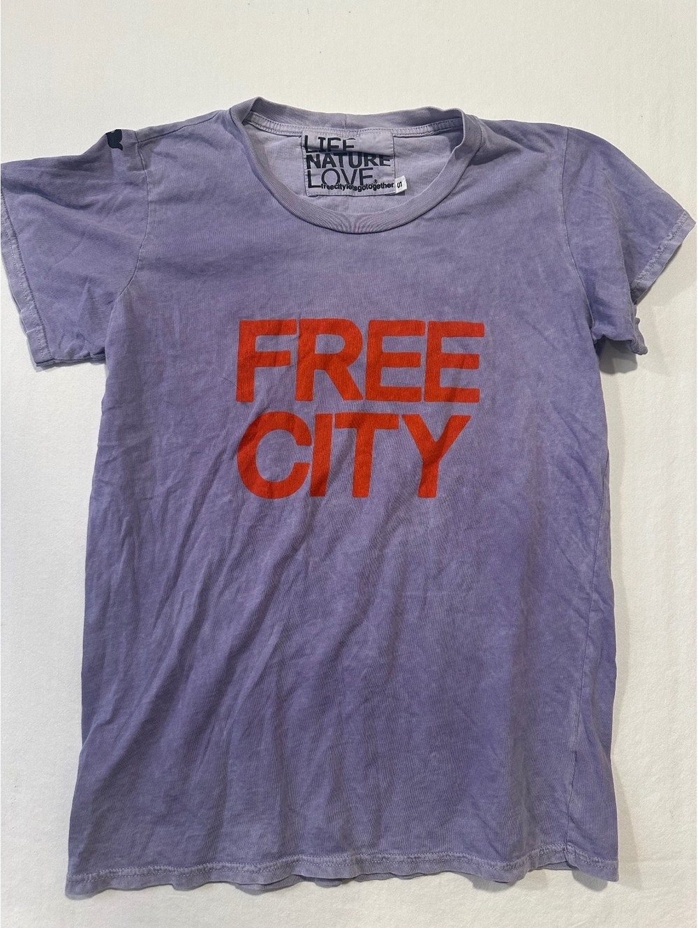 FREECITY Life Nature Love T Shirt Purple Graphic Tee Size S